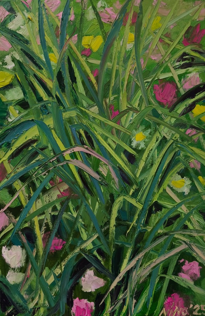 Landscape Oil painting Grass Nina L: Title: Landscape Oil painting Grass Nina L Description: 172Lt Painter: Nina L. Size: 60x40 cm/ 23.62x15.74 inches Components: oil, canvas Original painting CONDITION: exellent ERA: 2025 ARTIST: She wa