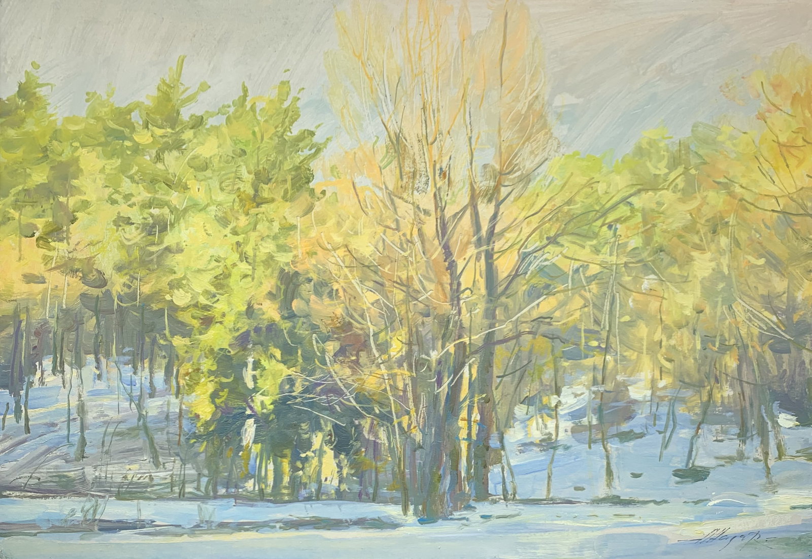 Oil painting Freezing day Oleksandr Oleksandrovich Nazarenko: Title: Oil painting Freezing day Oleksandr Oleksandrovich Nazarenko Description: 60NAA Painter: Oleksandr Nazarenko Size: 35x50 cm/13,78x19,68 inches Components: Oil, cardboard Original painting from 