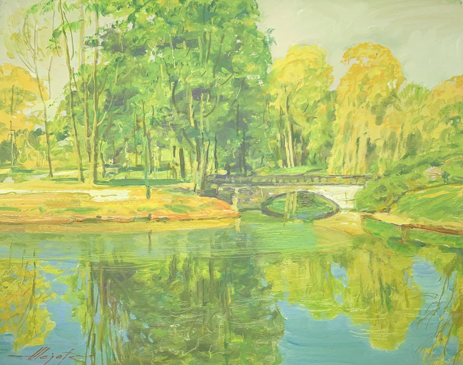 Oil painting In the park Oleksandr Oleksandrovich Nazarenko: Title: Oil painting In the park Oleksandr Oleksandrovich Nazarenko Description: 61NAA Painter: Oleksandr Nazarenko Size: 40x50 cm/15,74x19,68 inches Components: Oil, cardboard Original painting from o