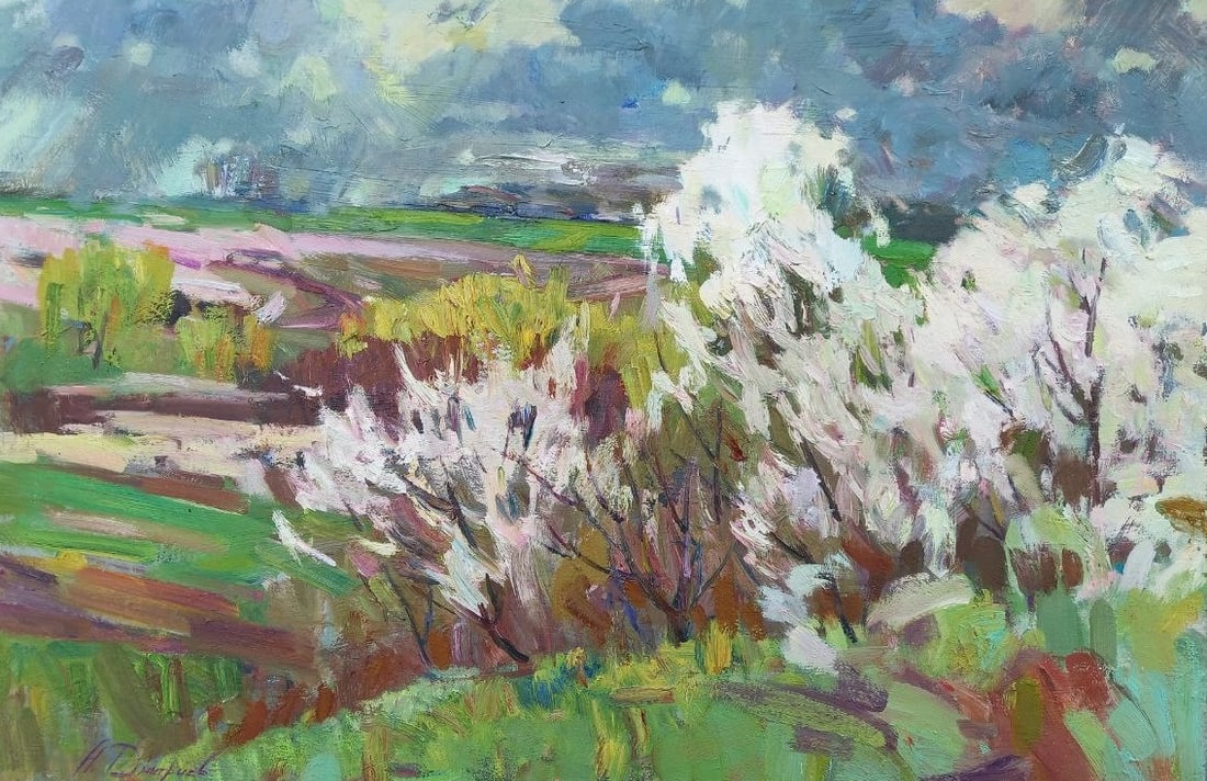 Oil painting Apricots in bloom Alex Ditriev: Title: Oil painting Apricots in bloom Alex Ditriev Description: 28AD Painter: Alex Ditriev Size: 60x90 cm/23.6x35.4 inches Components: oil, canvas Original painting from our collection ERA: 2008 Short