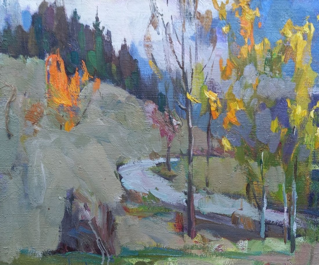 Oil painting On the slope Alex Ditriev: Title: Oil painting On the slope Alex Ditriev Description: 90AD Painter: Alex Ditriev Size: 59x50 cm/23.2x19.7 inches Components: oil, canvas Original painting from our collection ERA: Short informati