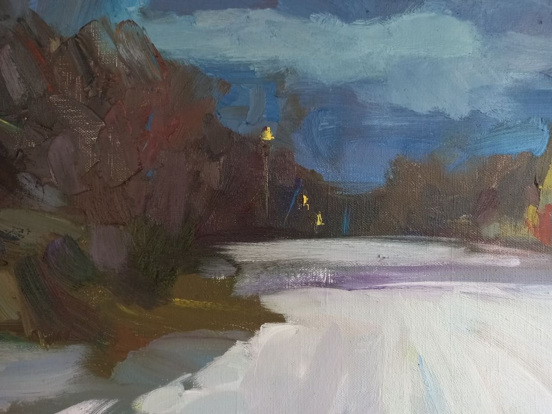 Oil painting Winter evening Alex Ditriev - 2