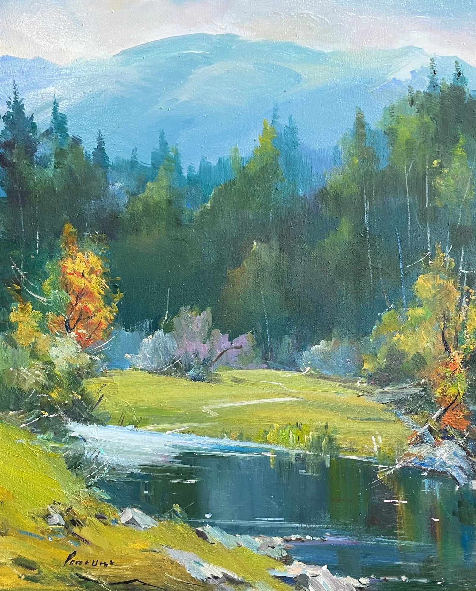 Oil painting Autumn coming Ivan Romanyuk: Title: Oil painting Autumn coming Ivan Romanyuk Description: 14ROM Painter: Ivan Romanyuk Size: 75x60 cm/29,5x23,6 inches Components: oil, canvas Original painting CONDITION: exellent ARTIST: A