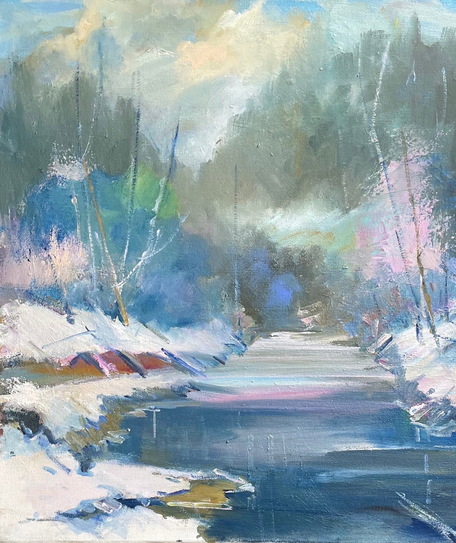 Oil painting Winter Ivan Romanyuk: Title: Oil painting Winter Ivan Romanyuk Description: 21ROM Painter: Ivan Romanyuk Size: 65x55 cm/25,7x21,6 inches Components: oil, canvas Original painting CONDITION: exellent ARTIST: A native of Iva