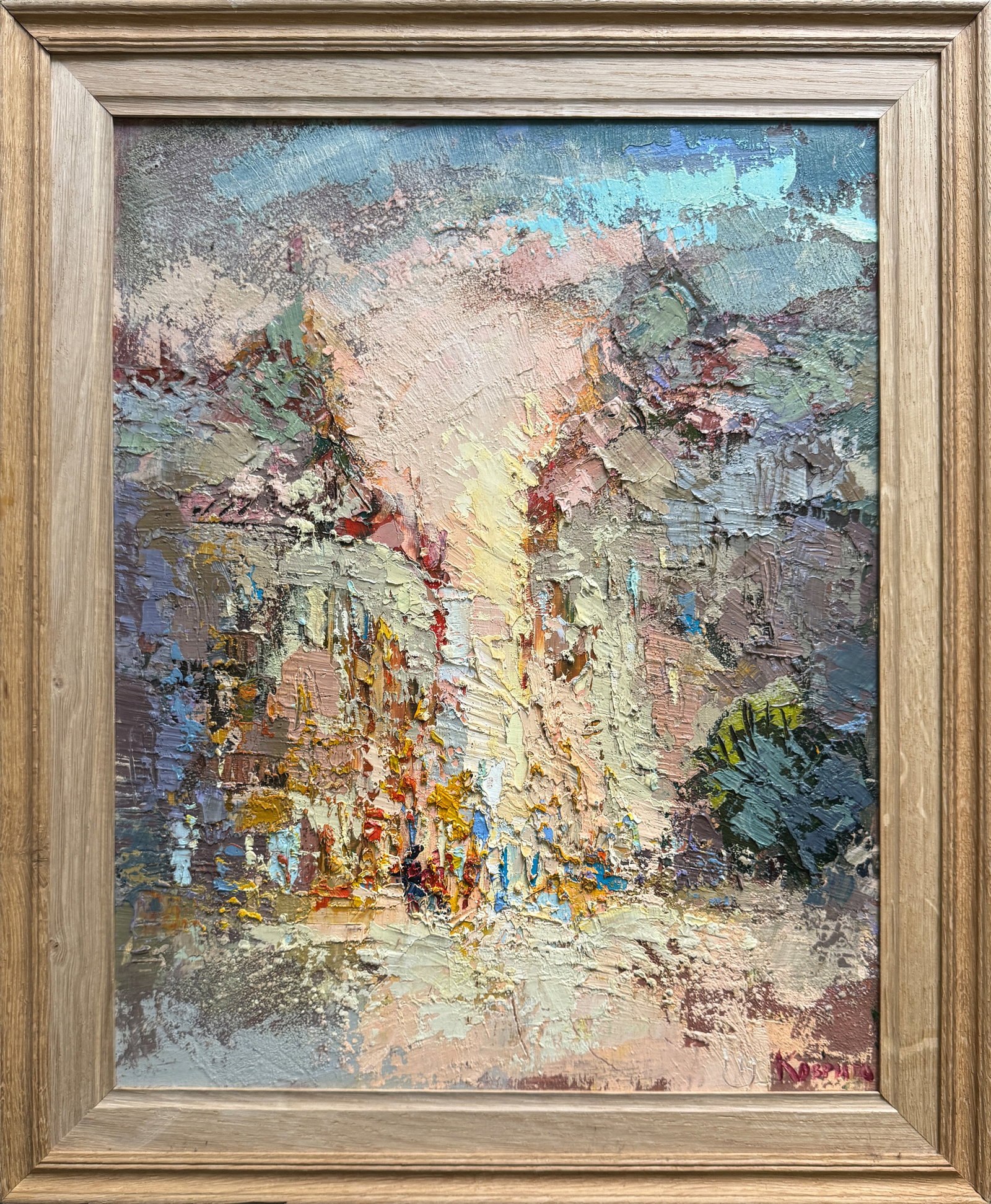 Oil painting with frame Cityscape K. Leonid: Title: Oil painting with frame Cityscape K. Leonid Description: 544KK Painter: K. Leonid Size: 50x40 cm/ 19.68x15.74 inches Components: oil, canvas, cardboard Original painting CONDITION: exellent ERA