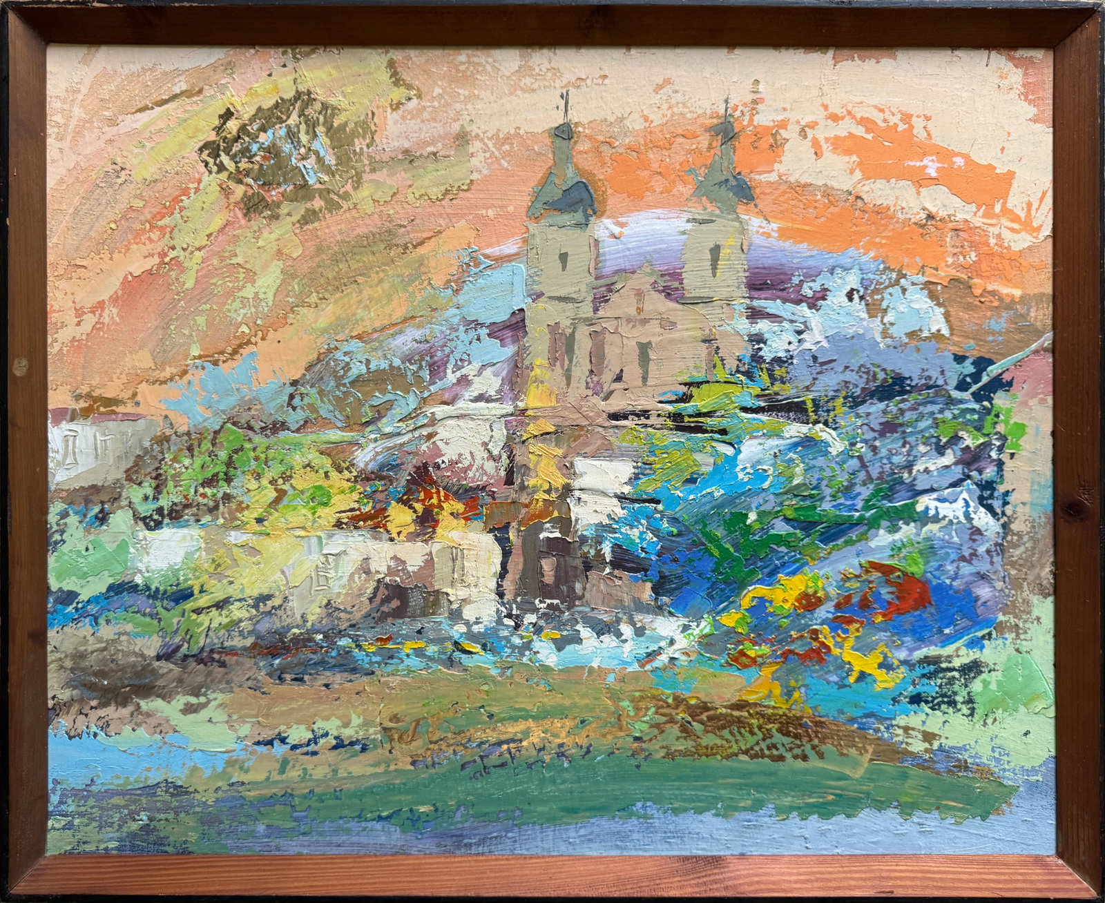 Oil painting with frame Church of St. Mary Magdalene (Lviv) K. Leonid: Title: Oil painting with frame Church of St. Mary Magdalene (Lviv) K. Leonid Description: 546KK Painter: K. Leonid Size: 44x54.5 cm/ 17.32x21.45 inches Components: oil, canvas, fiberboard Original pai