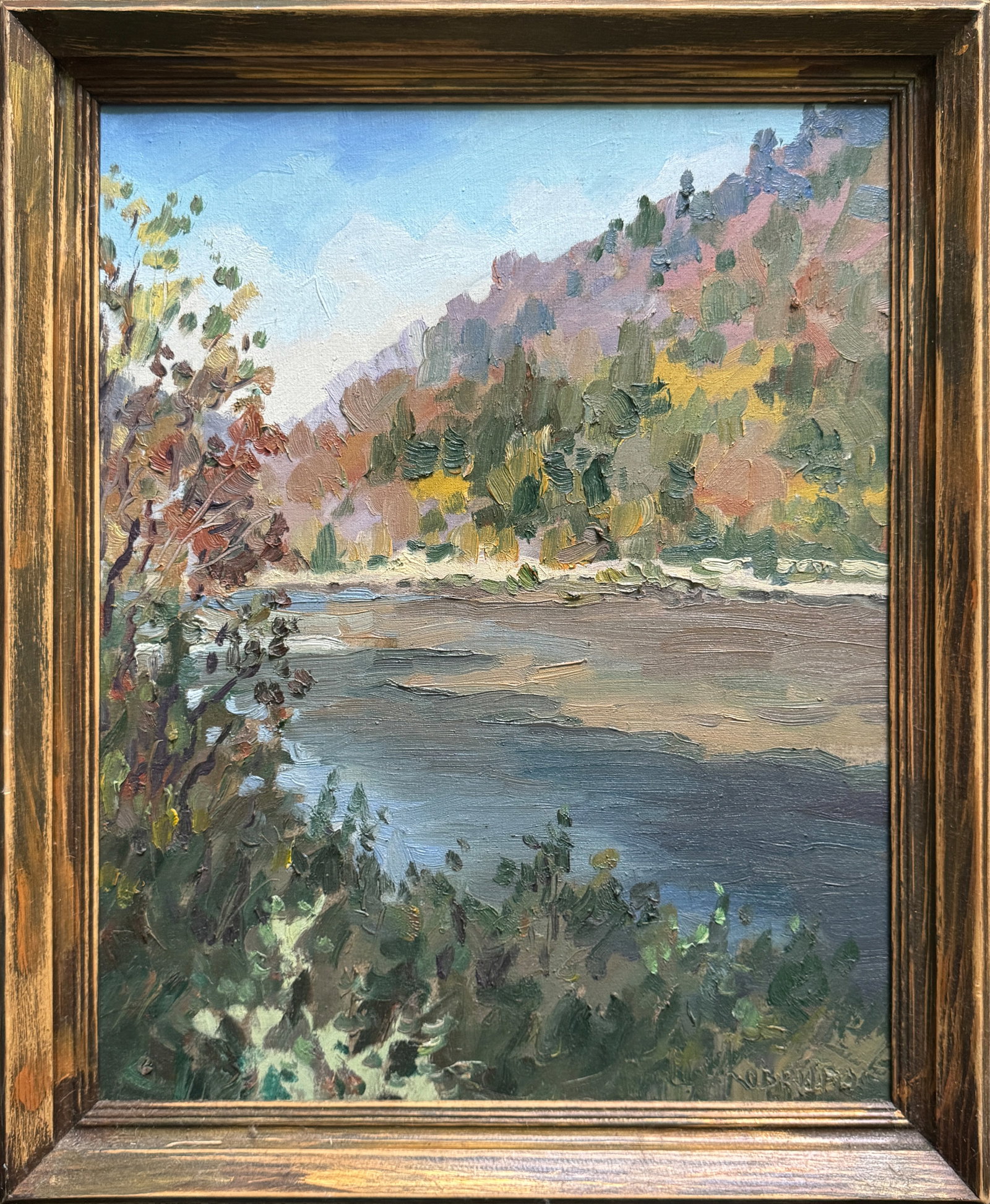 Oil painting with frame Autumn in the Carpathians K. Leonid: Title: Oil painting with frame Autumn in the Carpathians K. Leonid Description: 550KK Painter: K. Leonid Size: 50x40 cm/ 19.68x15.74 inches Components: oil, canvas Original painting CONDITION: exellen