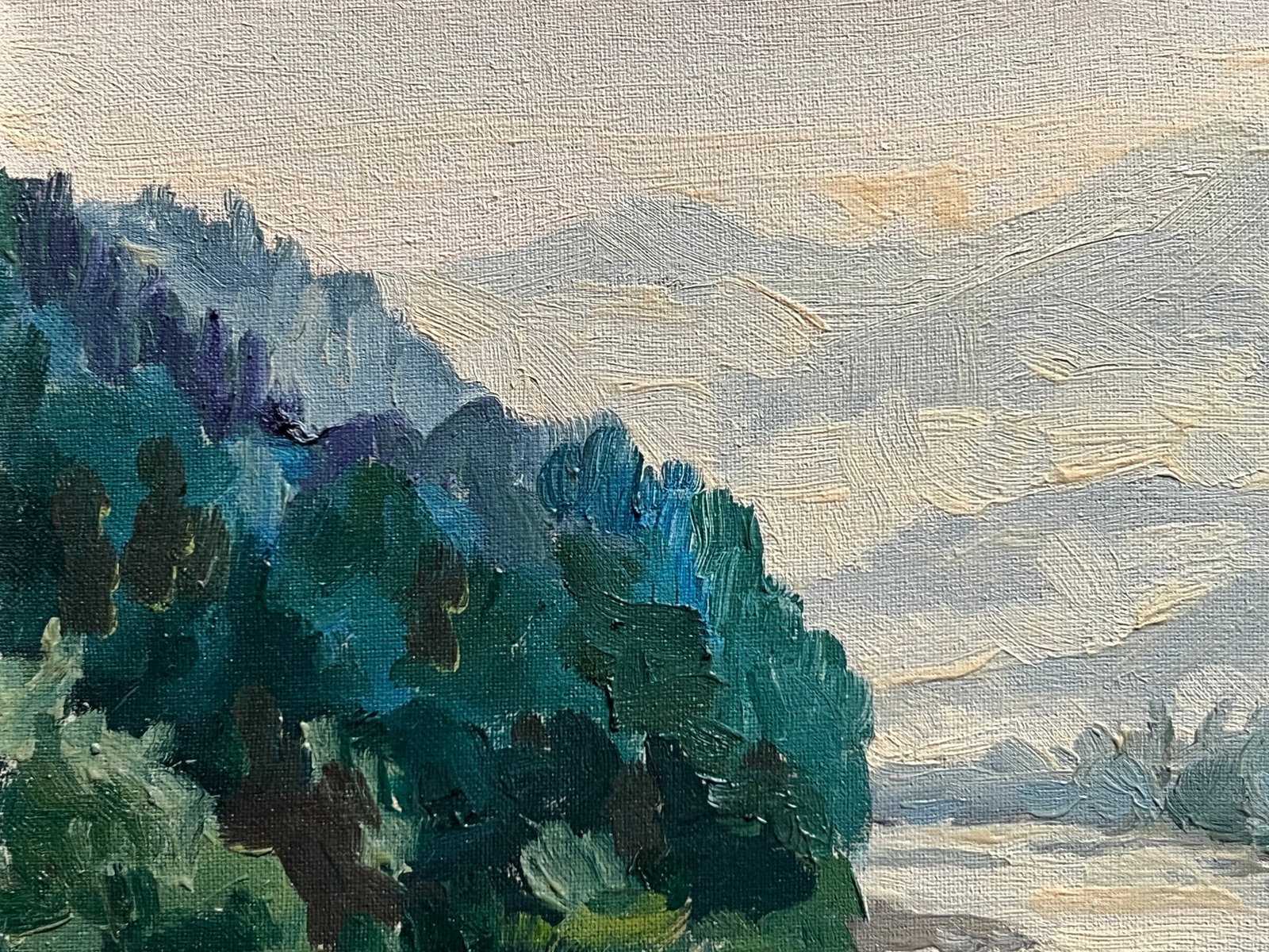 Oil painting with frame river in the Carpathians K. Leonid - 2