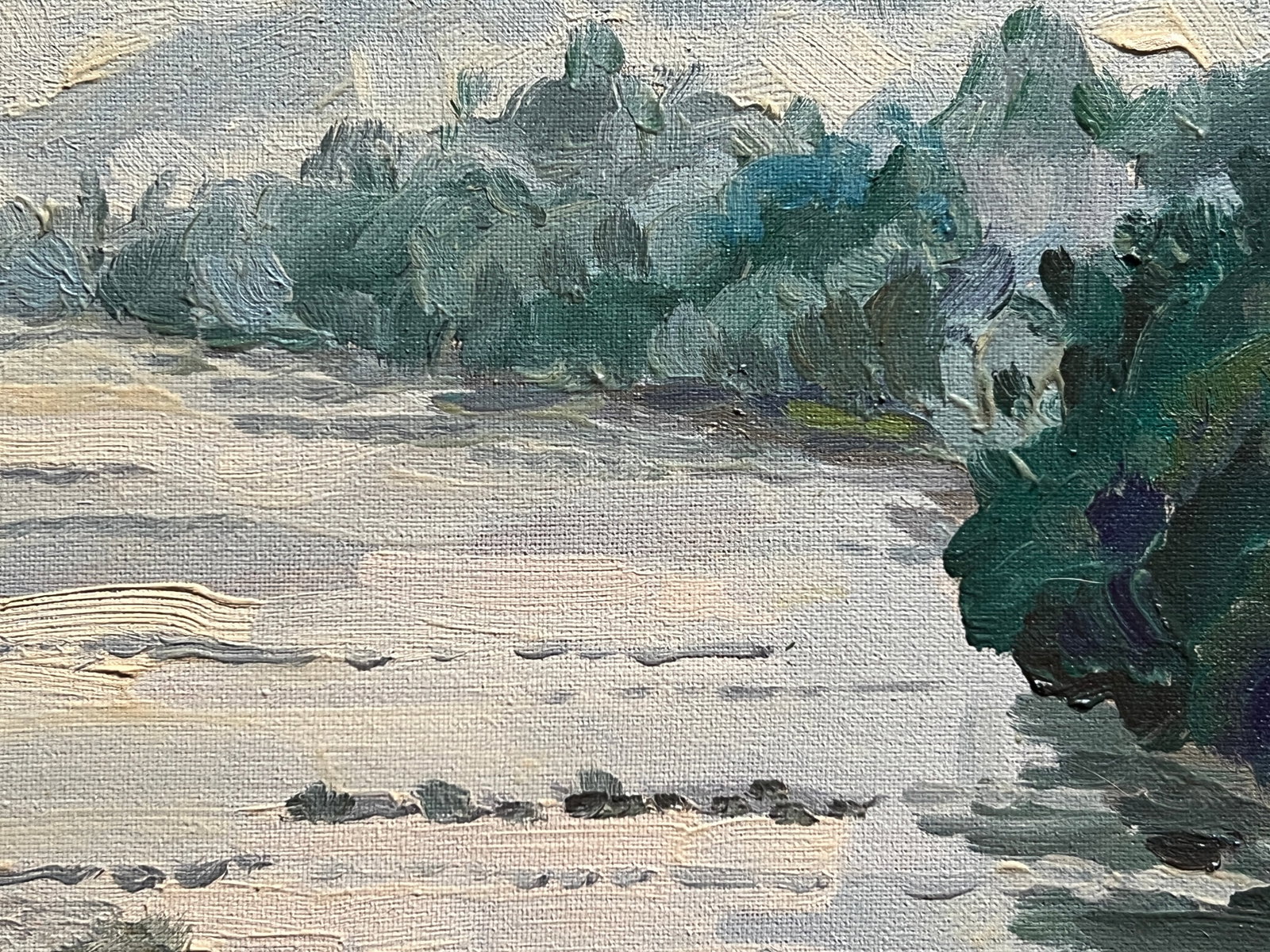 Oil painting with frame river in the Carpathians K. Leonid - 5