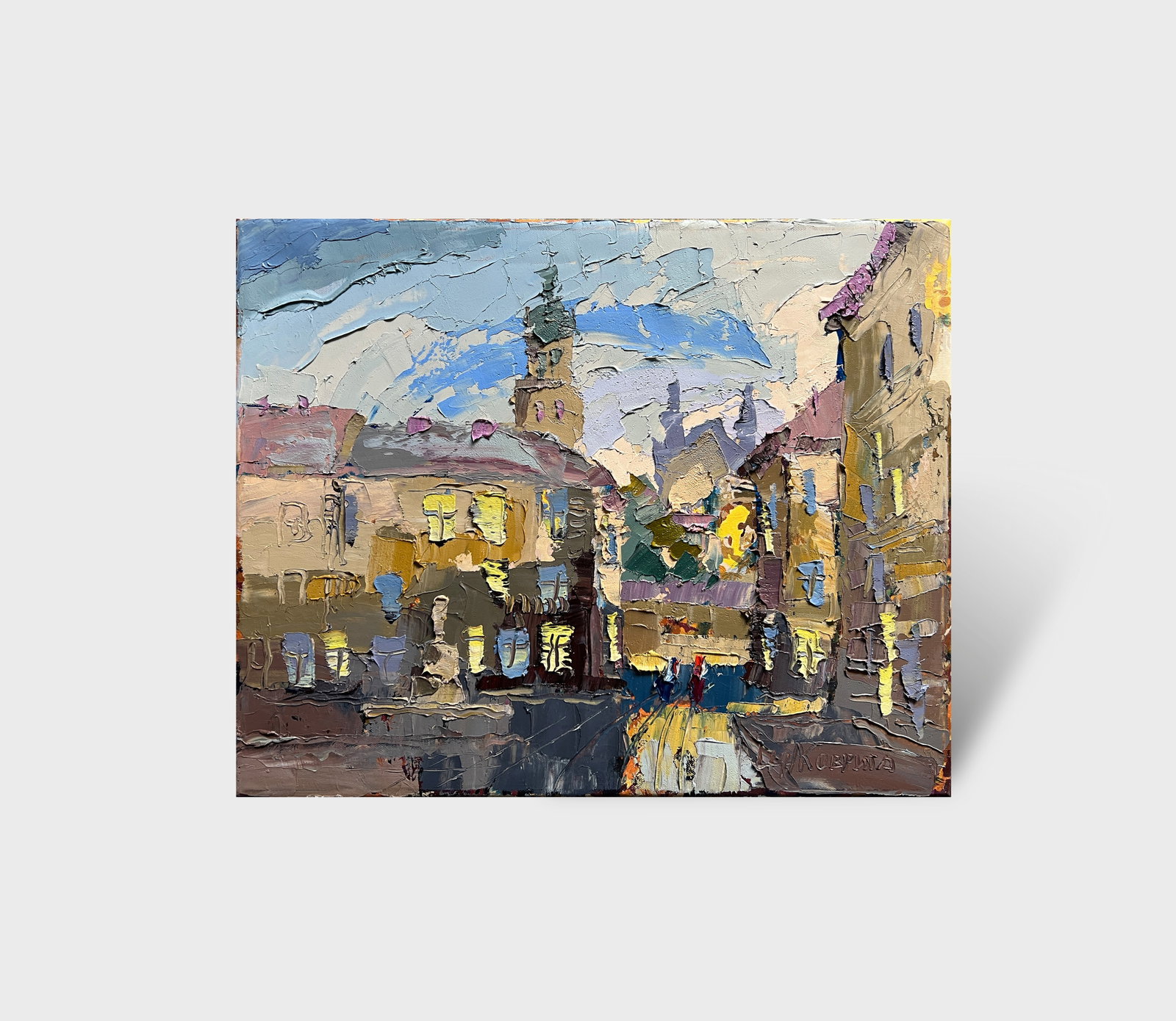 Oil painting with farme Lviv Market area K. Leonid - 11