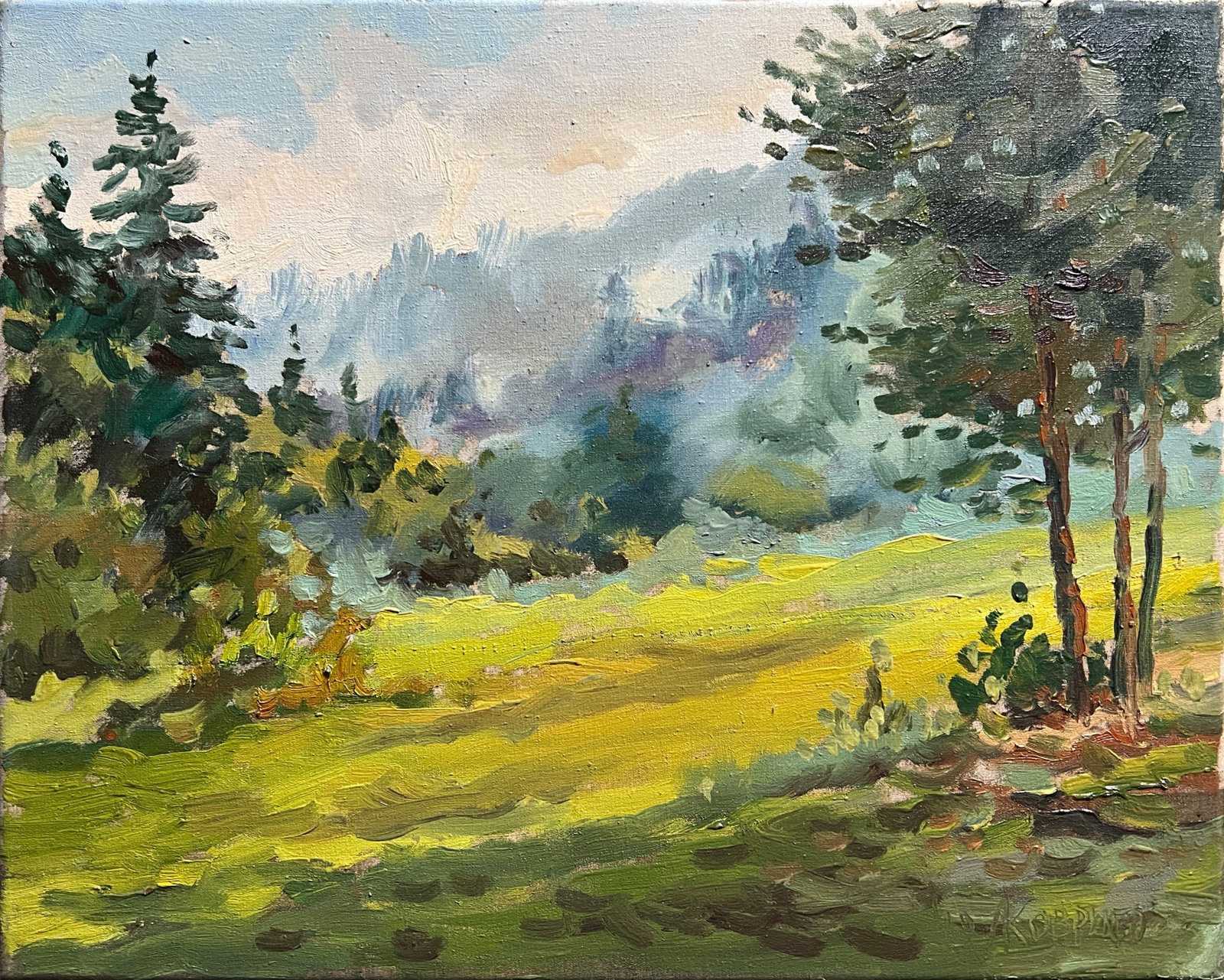 Oil painting with farme Morning K. Leonid: Title: Oil painting with farme Morning K. Leonid Description: 566KK Painter: K. Leonid Size: 40x50 cm/ 15.74x19.68 inches Components: oil, canvas Original painting CONDITION: exellent ERA:2018 ARTIST: