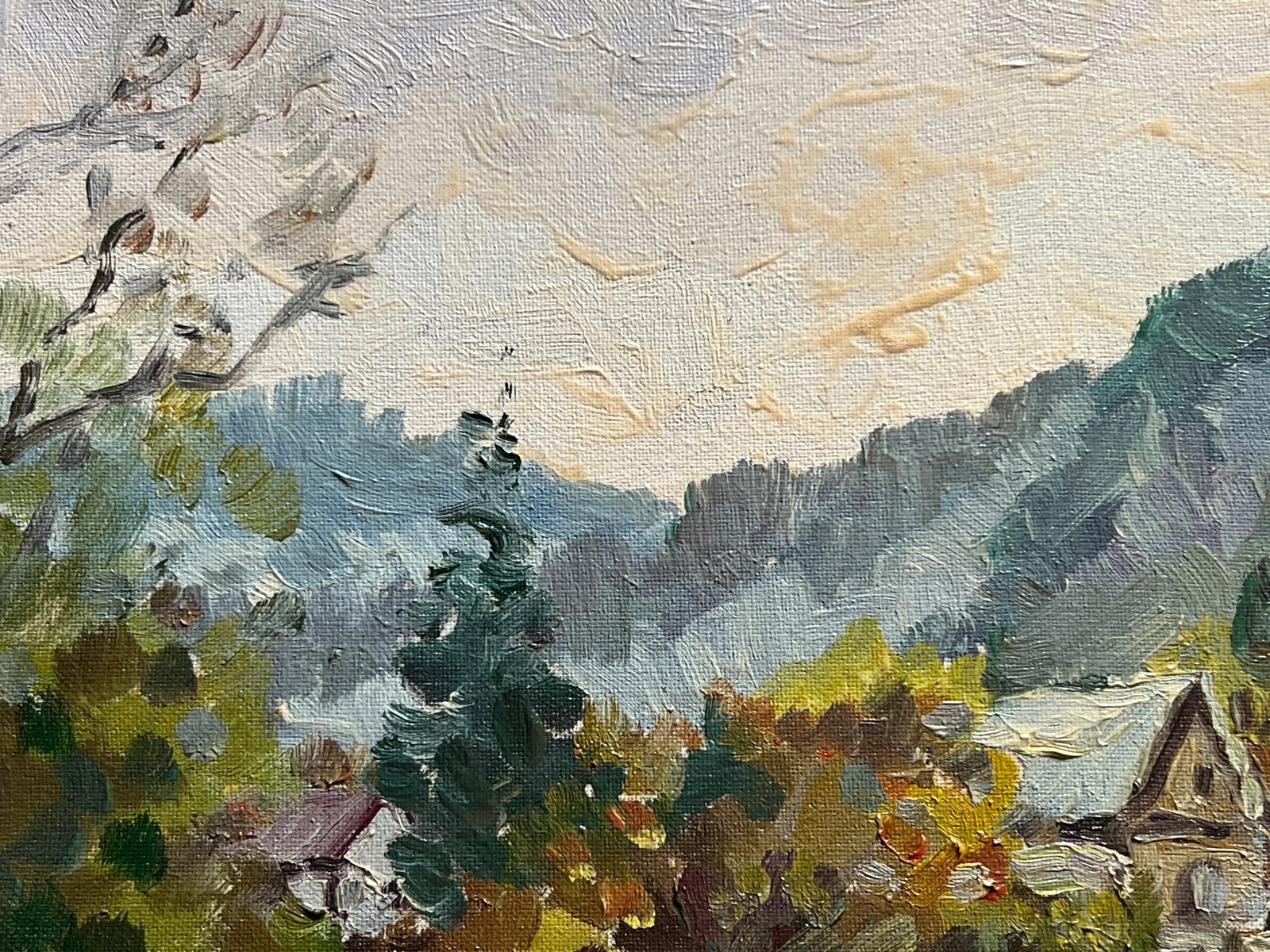 Oil painting with farme village in the Carpathians K. Leonid - 2