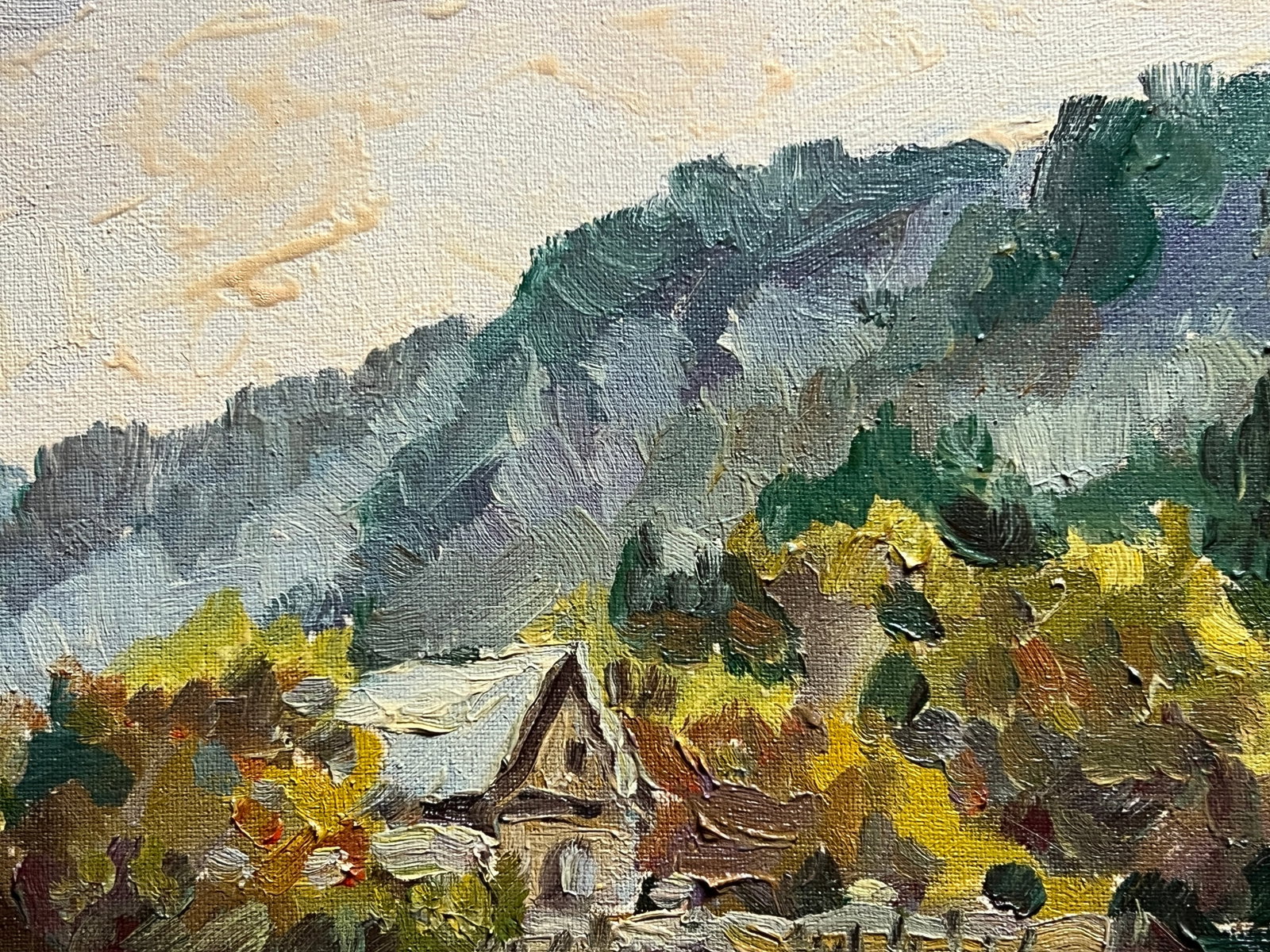 Oil painting with farme village in the Carpathians K. Leonid - 3
