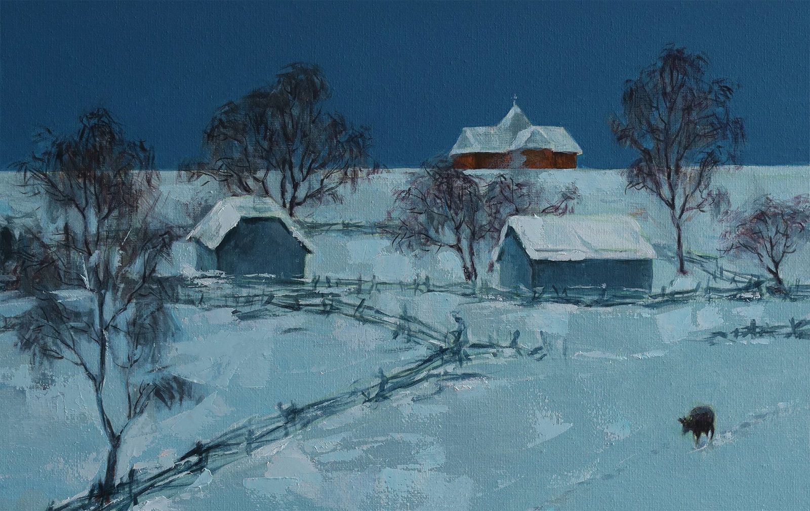 Oil landscape painting Winter walk Ivan T. - 2