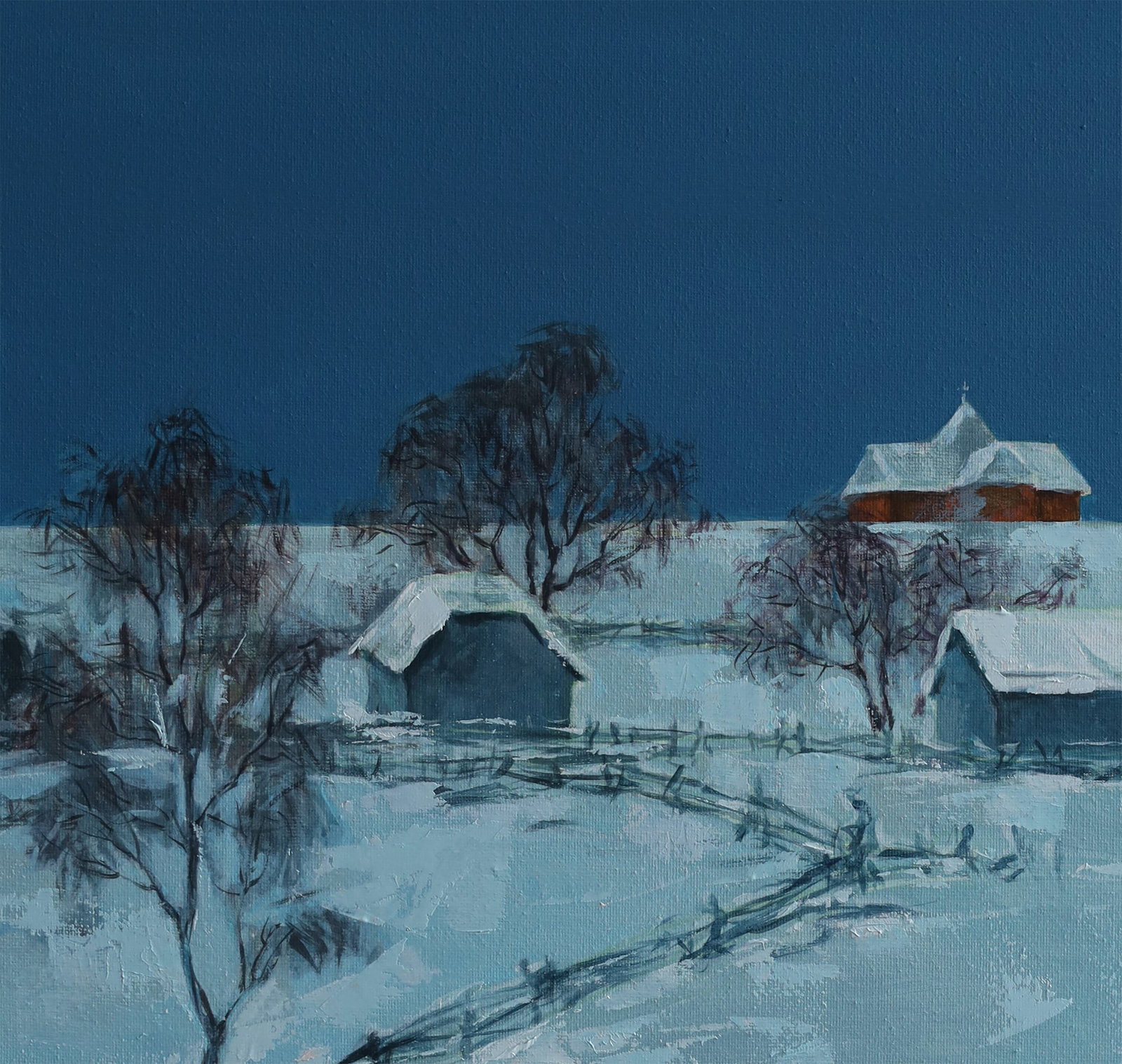 Oil landscape painting Winter walk Ivan T. - 7