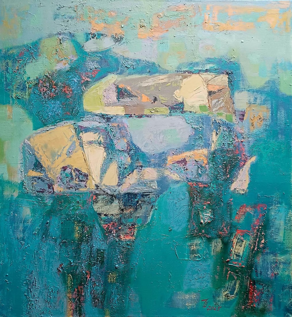 Abstract Oil painting Island Tetyana Shulyak: Title: Abstract Oil painting Island Tetyana Shulyak Description: 40Sl Painter: Tetyana Shulyak Size: 75x70 cm/29.52x27.55 inches Components: oil, canvas Original painting from our collection ERA: 2025
