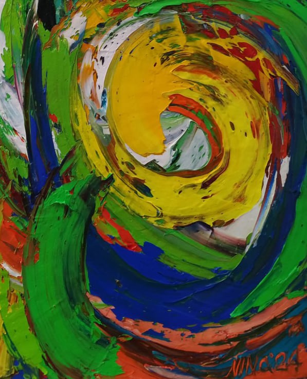 Abstract Oil painting center of the universe Nina L - 5