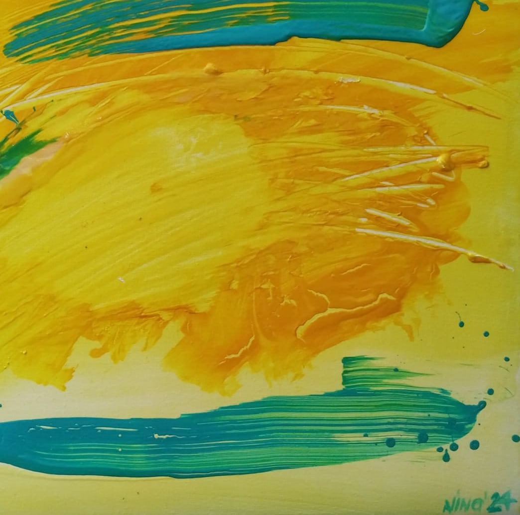 Abstract Oil painting Yellow Nina L - 5