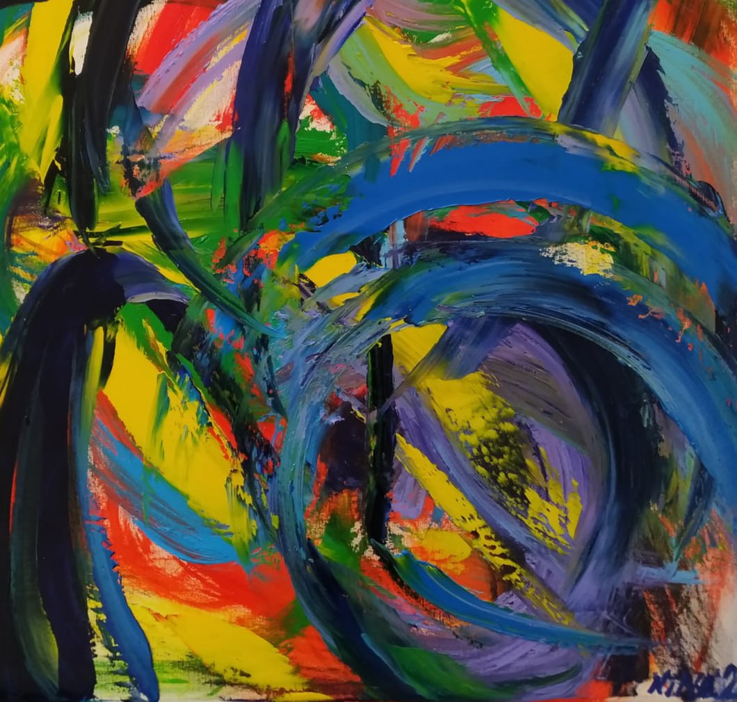 Abstract Oil painting Flight Nina L - 5