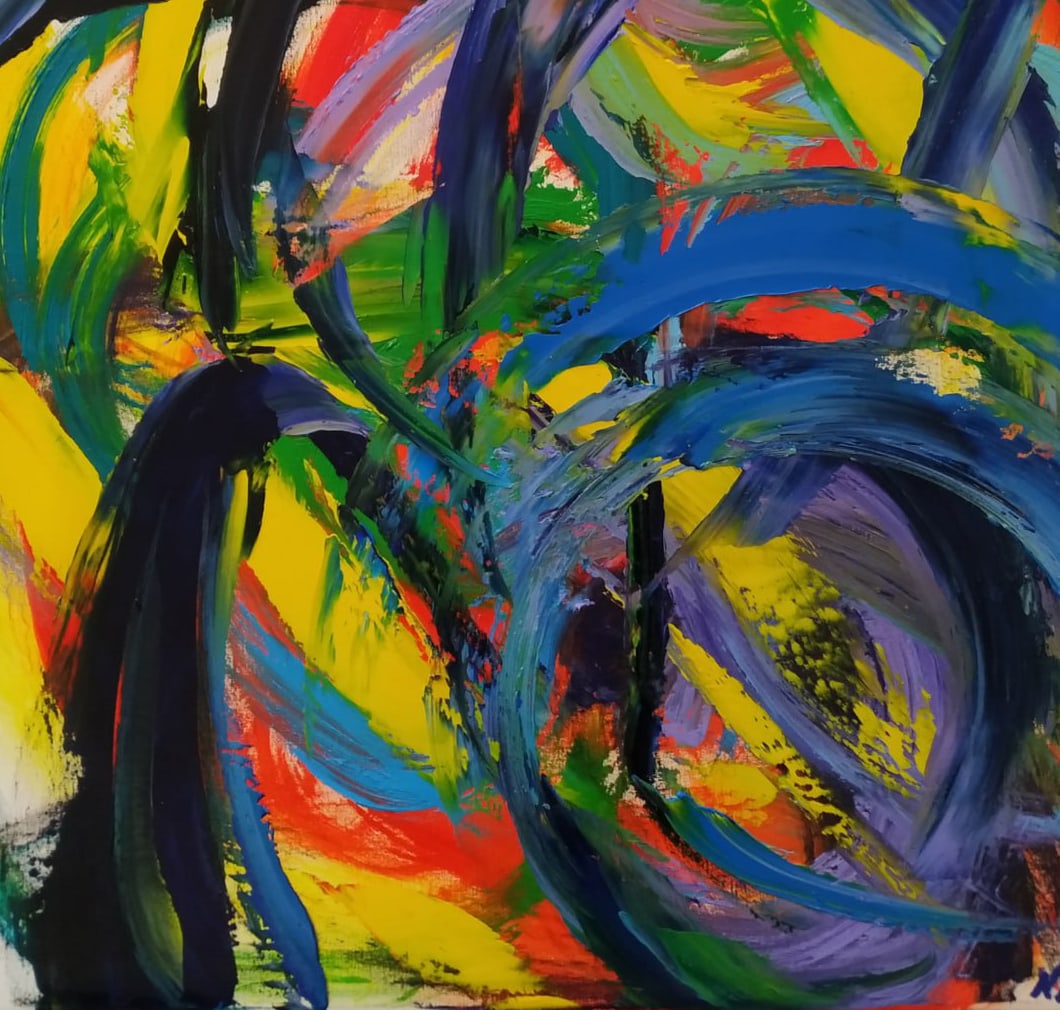 Abstract Oil painting Flight Nina L - 8
