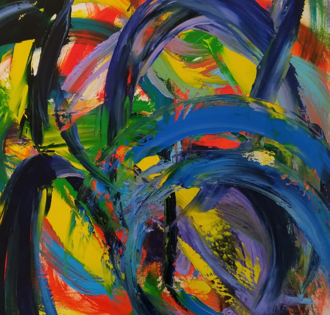 Abstract Oil painting Flight Nina L - 9