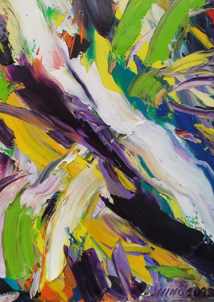 Abstract Oil painting Flow Nina L - 5