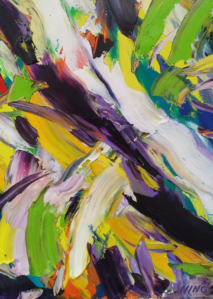 Abstract Oil painting Flow Nina L - 8