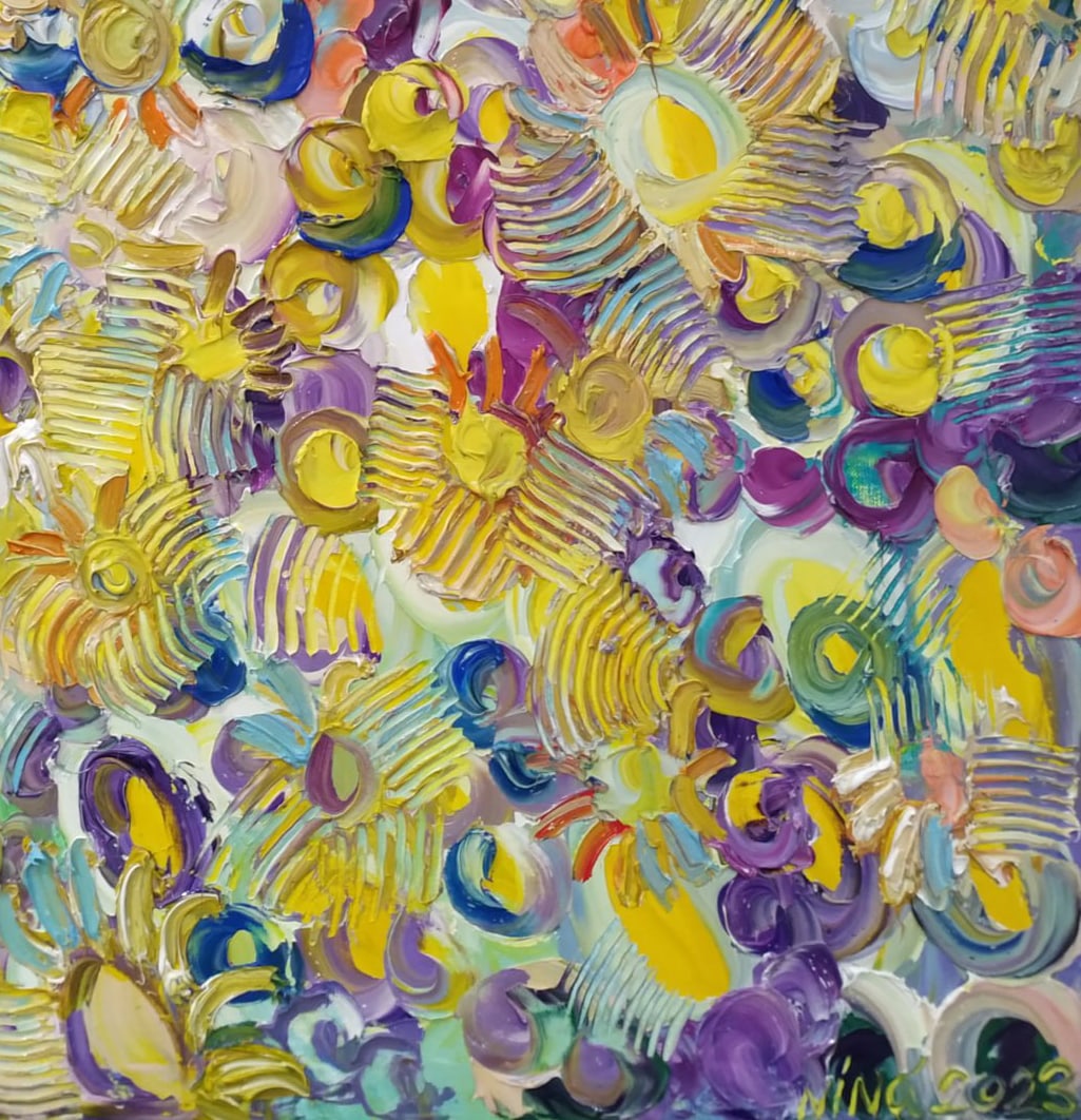 Abstract Oil painting medicinal flowers Nina L - 7