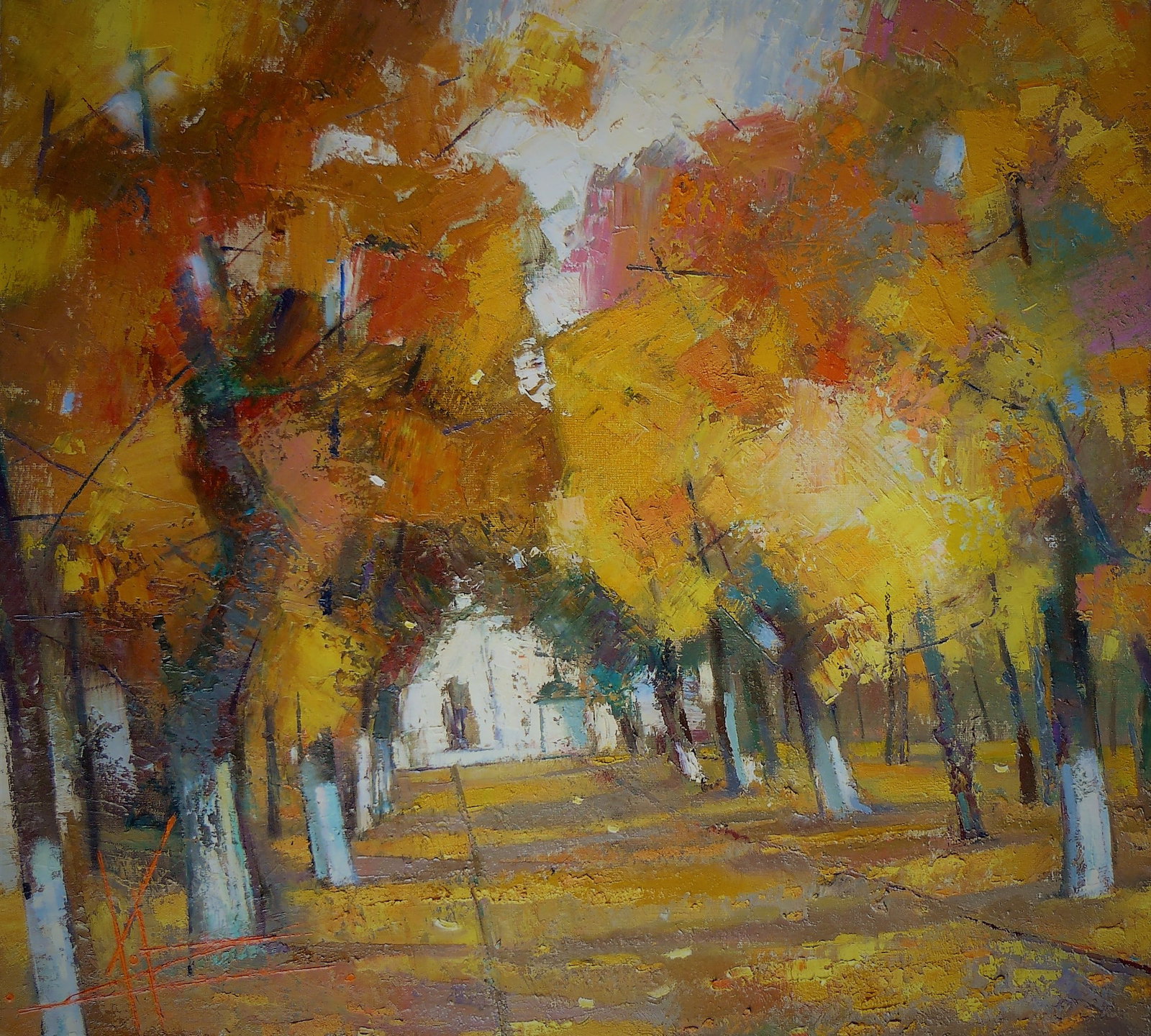 Oil painting autumn in the park Oksana Kyrylenko - 2