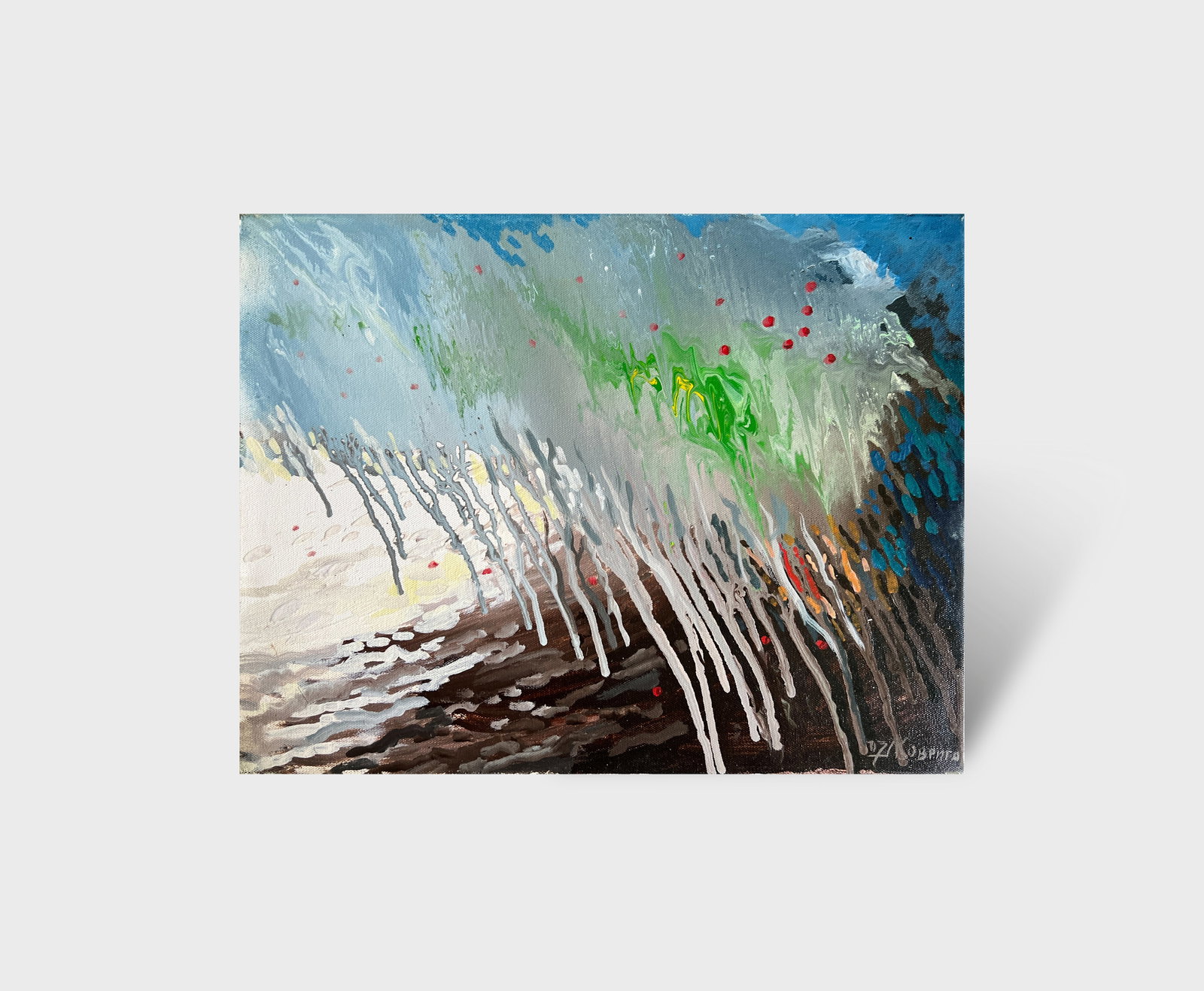 Abstract Oil painting with frame garden K. Leonid - 7