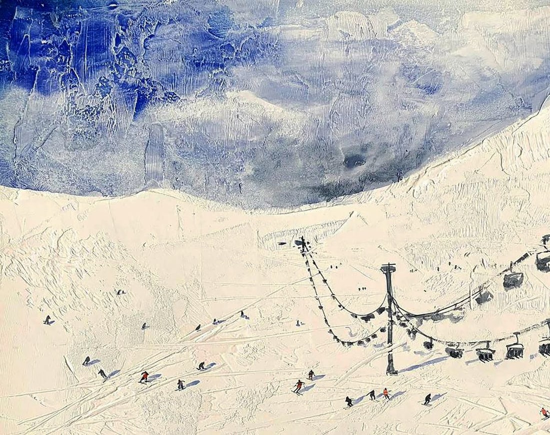 Watercolor painting In the Winter Mountains Olena Klimenko - 2