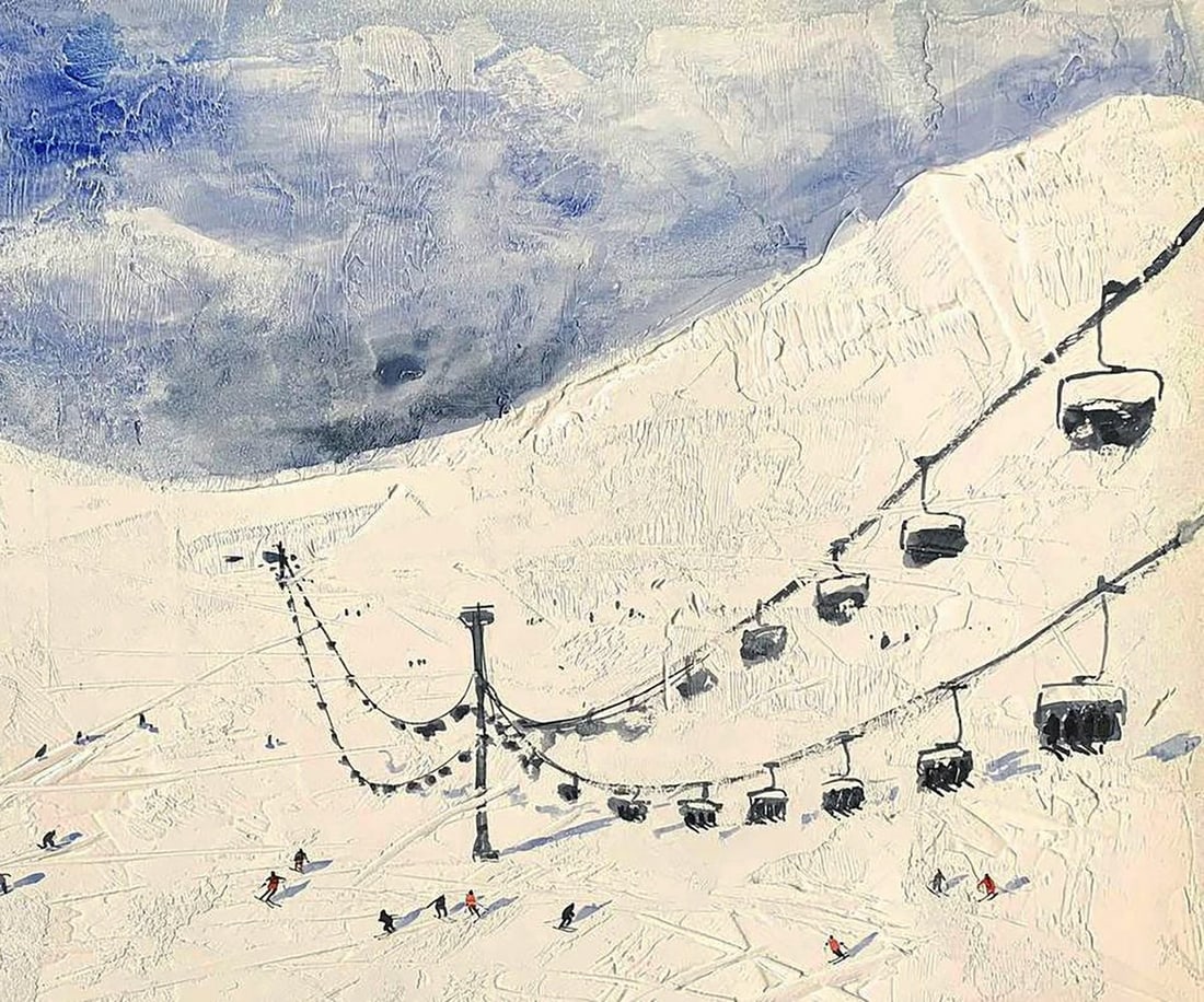 Watercolor painting In the Winter Mountains Olena Klimenko - 3