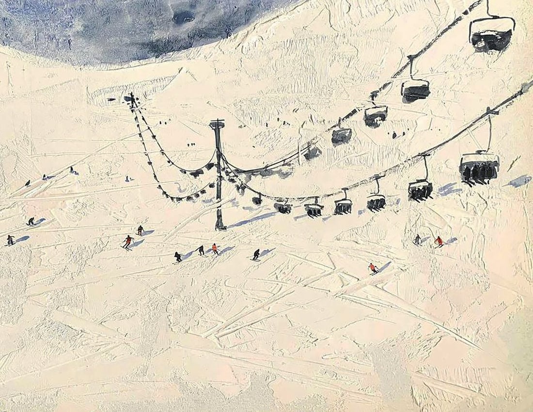Watercolor painting In the Winter Mountains Olena Klimenko - 5