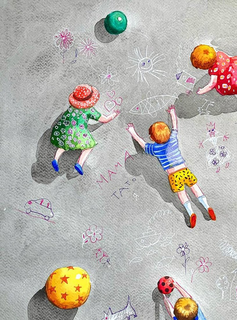 Watercolor painting Sunny Childhood Olena Klimenko - 2