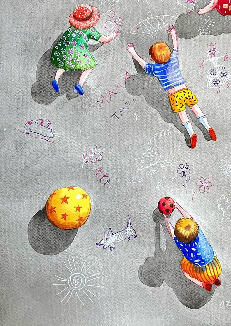 Watercolor painting Sunny Childhood Olena Klimenko - 4