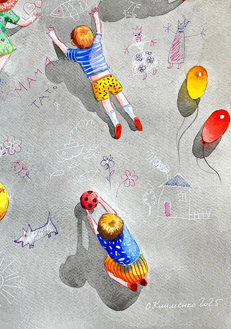 Watercolor painting Sunny Childhood Olena Klimenko - 5