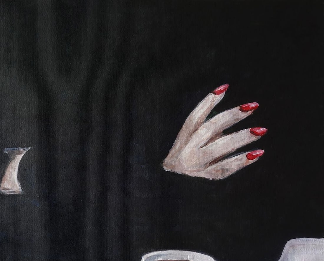 Acrylic painting Girl and coffee Anatoly Varvarov - 5