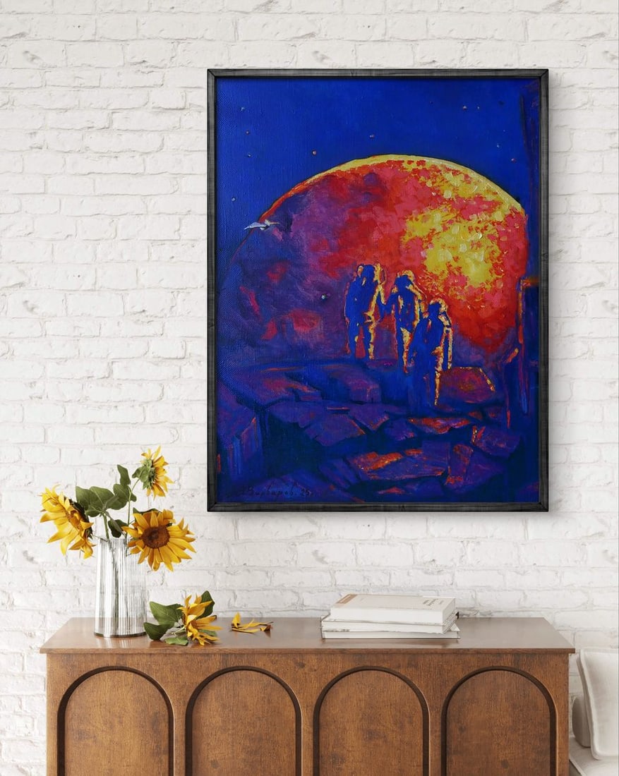 Oil painting Red ball in space Anatoly Varvarov - 2