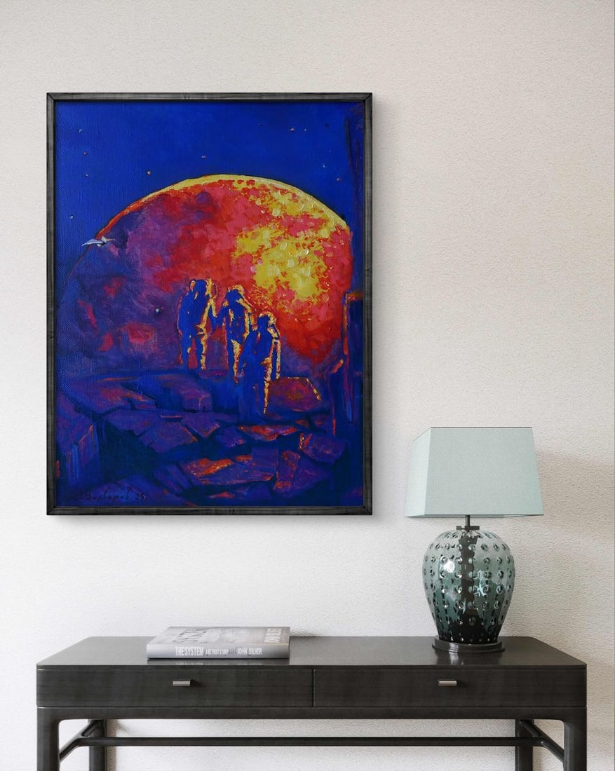 Oil painting Red ball in space Anatoly Varvarov - 3