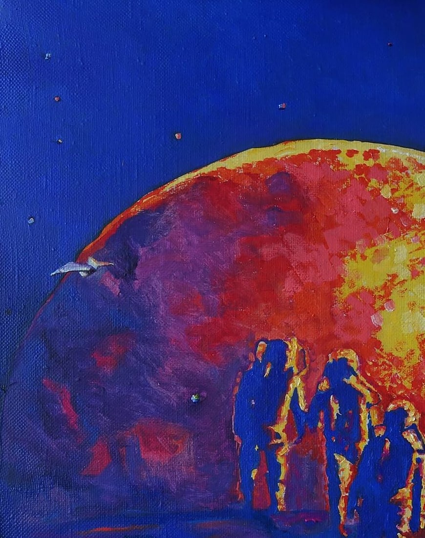 Oil painting Red ball in space Anatoly Varvarov - 4