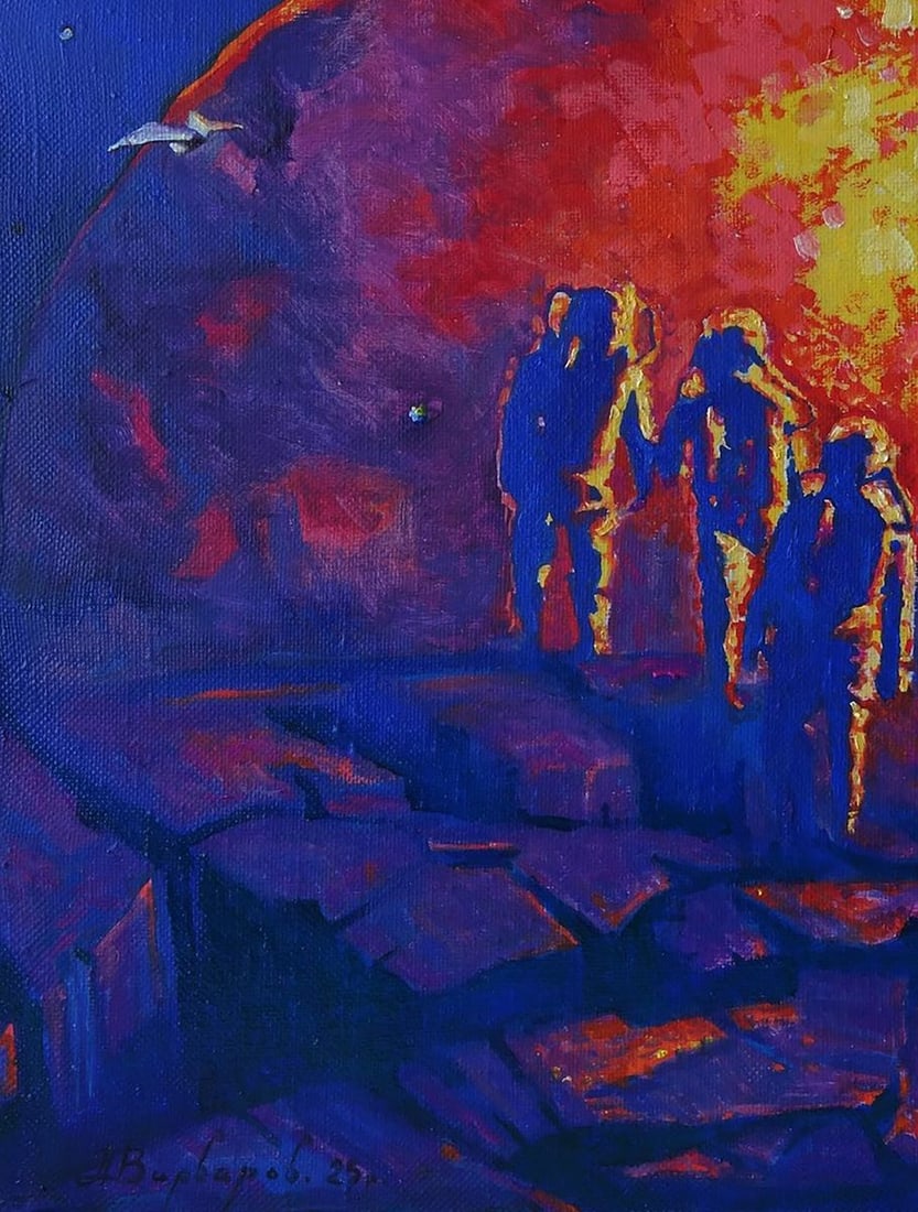 Oil painting Red ball in space Anatoly Varvarov - 6