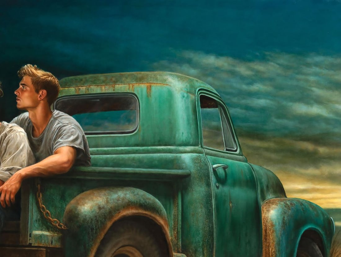 Oil painting A Wild Evening in the Car Richard Fox - 3