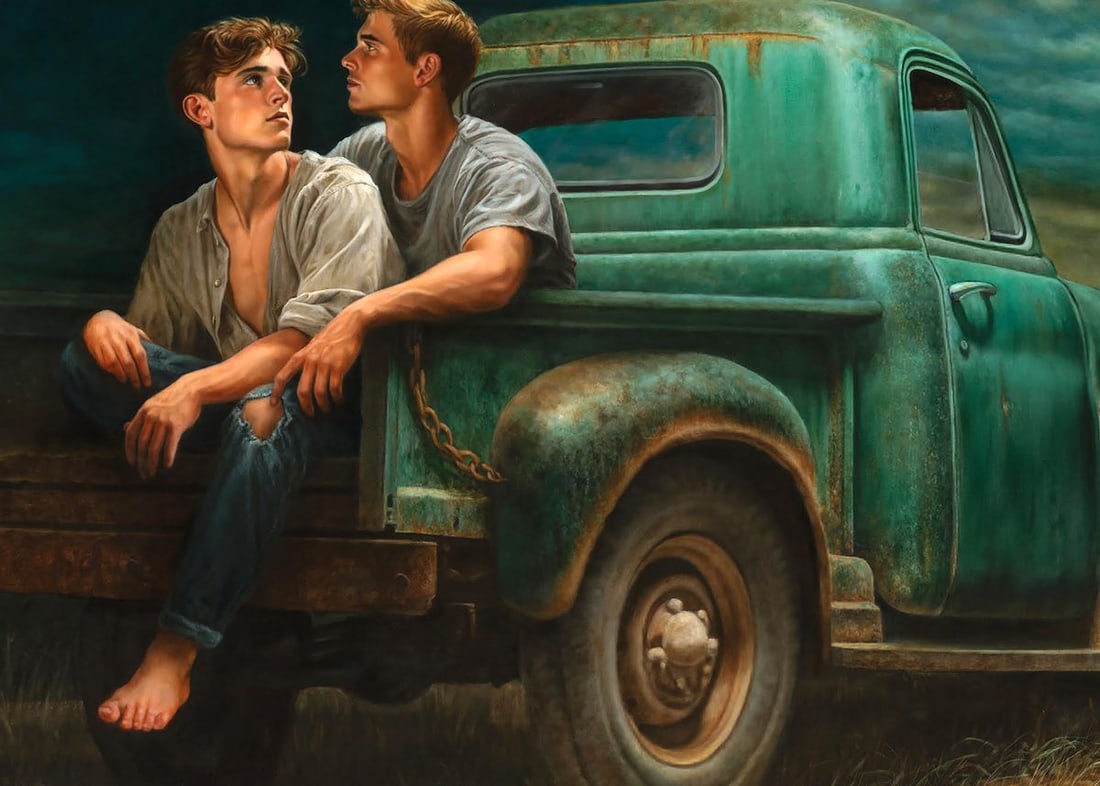 Oil painting A Wild Evening in the Car Richard Fox - 4