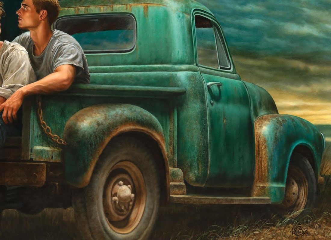 Oil painting A Wild Evening in the Car Richard Fox - 5