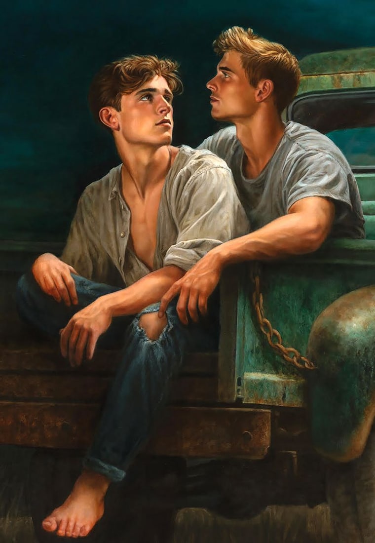 Oil painting A Wild Evening in the Car Richard Fox - 7
