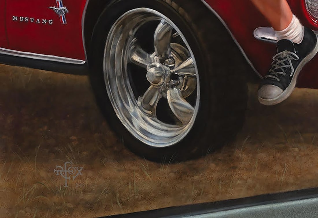 Oil painting American Boys On Cars Richard Fox - 5