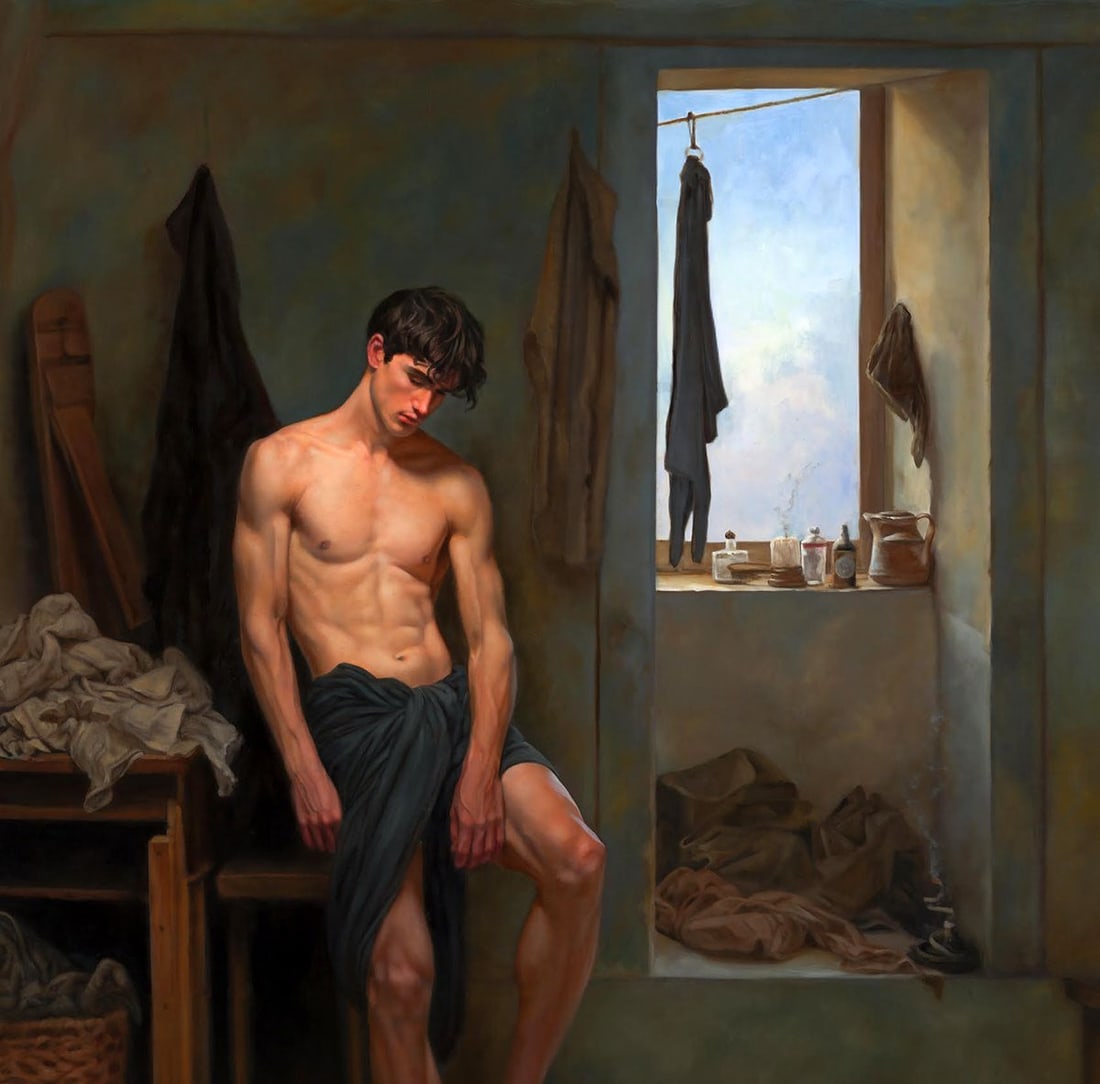 Oil painting Solitude in a Clean Room Richard Fox - 2
