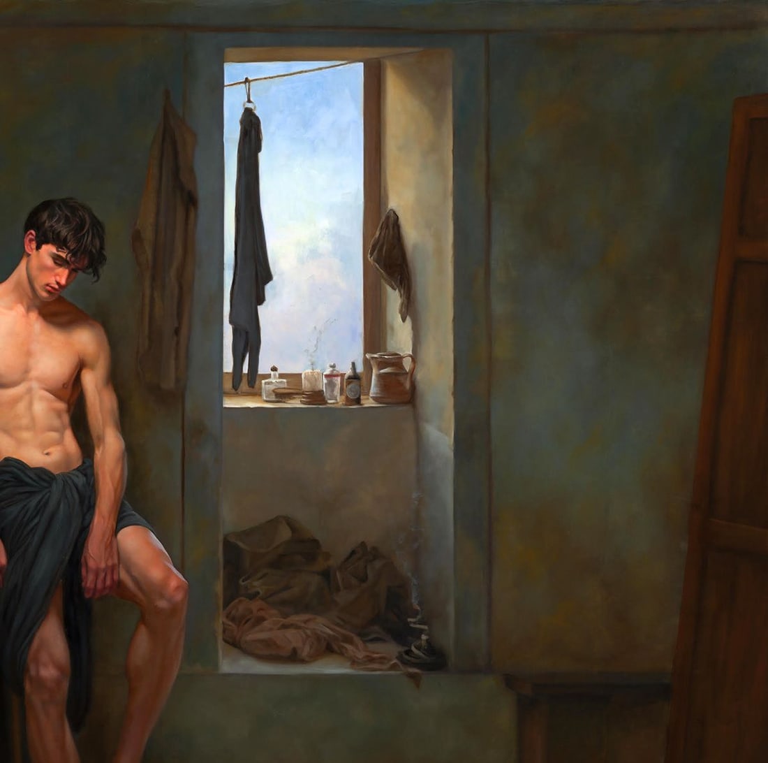 Oil painting Solitude in a Clean Room Richard Fox - 3