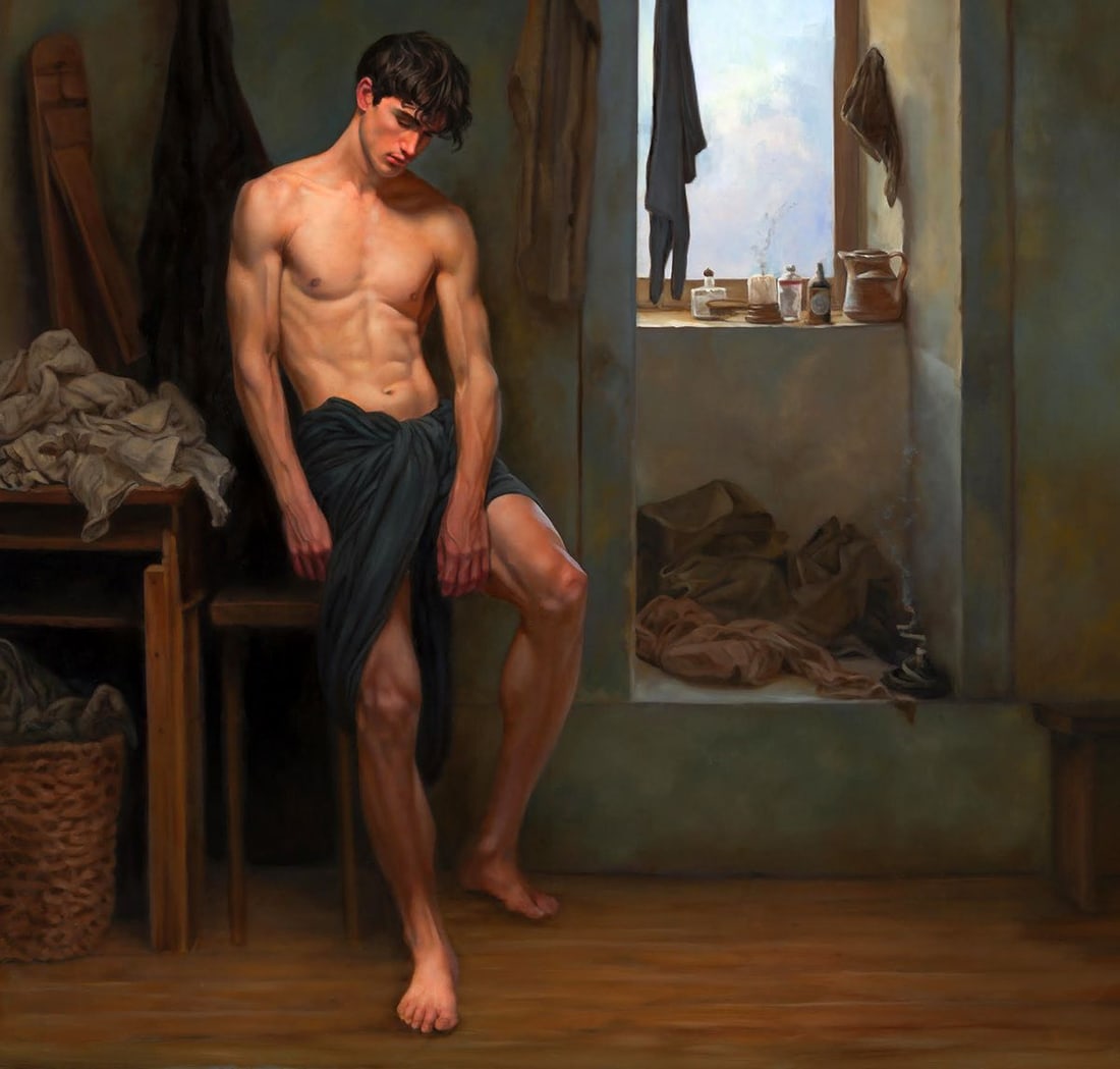 Oil painting Solitude in a Clean Room Richard Fox - 4