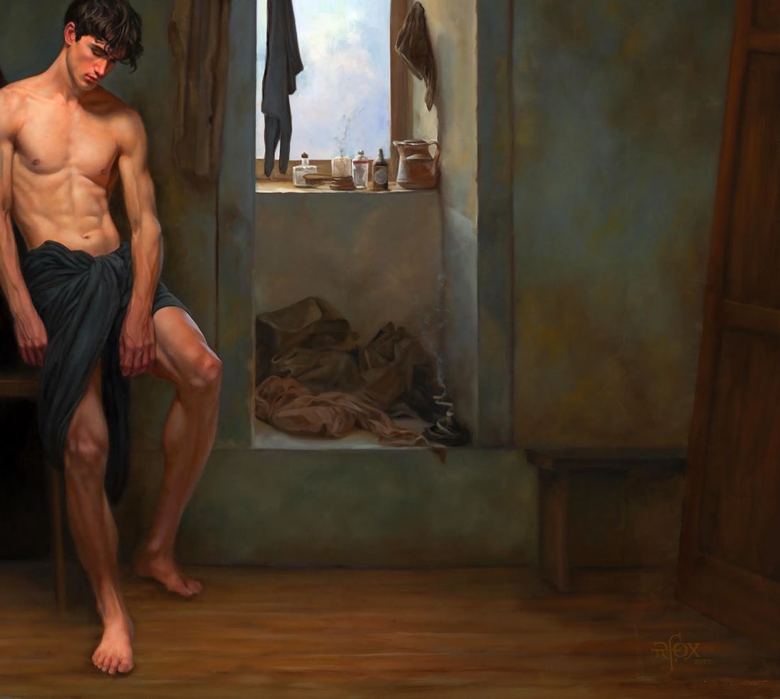 Oil painting Solitude in a Clean Room Richard Fox - 5